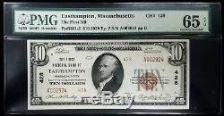 1929 10.00 $ Type 2 Monnaie Nationale, La First National Bank De Easthampton, Ma