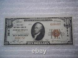 1929 10 $ Albuquerque Nouveau-mexique Nm Monnaie Nationale T1 # 2614 1ère Banque Natl #