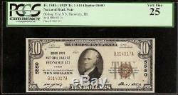 1929 10 Dollars Us Honolulu Hawaii Bishop Premier Billet De Banque Nationale Monnaie Pcgs 25