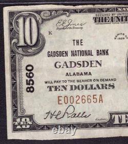 1929 $10 Gasden National Bank Note Devise Alabama Découverte Denom Pcgs Vf 30