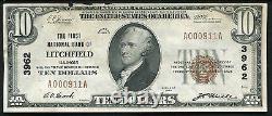 1929 10 $ La Première Banque Nationale De Litchfield, IL National Currency Ch. #3962