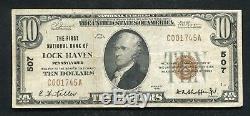 1929 10 $ La Première Banque Nationale De Lock Haven, Pa Monnaie Nationale Ch. # 507