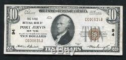 1929 10 $ La Première Banque Nationale De Port Jervis, Ny Monnaie Nationale Ch. # 94 Xf