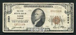 1929 $10 La Première Banque Nationale De York, Monnaie Nationale Ne Ch. #2683