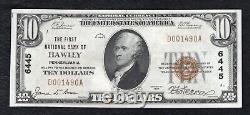 1929 10 $ La première Banque nationale de Hawley, Pa Monnaie nationale Ch. #6445 Au
