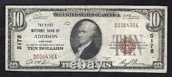 1929 10 $ La première banque nationale d'Addison, NY Devise nationale Ch. #5178