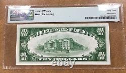 1929 10 $ Monnaie Nationale # 2370 Chase National Bank Ville De Ny Pmg Cu63
