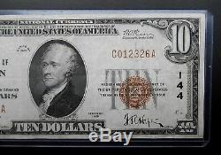 1929 10 $ Monnaie Nationale. Ch # 144 La Première Banque Nationale De Madison Wi. Rare