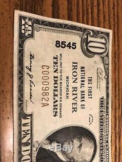 1929 10 Monnaie Nationale D'abord Banque Nationale D'iron River Michigan 8545