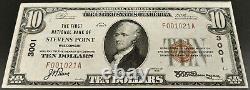1929 $10 Monnaie Nationale, La Première Banque Nationale De Stevens Point, Wi! Aiguë