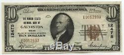 1929 $ 10 Monnaie Nationale Note 12475 Galveston Texas États-unis Banque Ba386