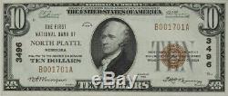 1929 10 $ National Banknote Monnaie Banque Nationale North Platte Ne Vf Xf (1701a)