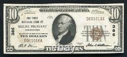 1929 $10 Première Banque Nationale Du Mont Pleasant, Pa Monnaie Nationale Ch. #386 Unc