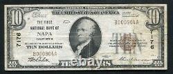 1929 $10 The First National Bank Of Napa, Californie Monnaie Nationale Ch. Numéro 7176