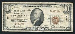 1929 $10 The New Albany National Bank New Albany, Ny Monnaie Nationale Ch. #775