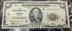 1929 $100 Chicago Illonois Banque De Réserve Fédérale Note Brown Monnaie Nationale