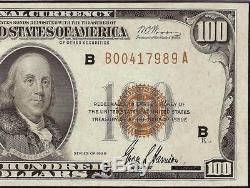 1929 $ 100 Dollar Frbn Billets De Banque Sceau Brun Papier Monnaie Argent Monnaie Nationale Pmg 55