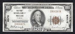 1929 100 $ La première Banque nationale de Miami, Floride, Devise nationale Ch. #6370