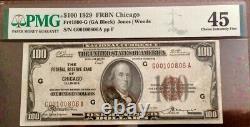 1929 $100 National Bank Note Federal Reserve Currency Pmg45 Choice Frbn Chicago