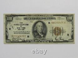 1929 $100 National Currency Federal Reserve Bank Of New York Ny, Vf, Free S/h