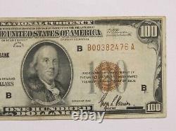 1929 $100 National Currency Federal Reserve Bank Of New York Ny, Vf, Free S/h