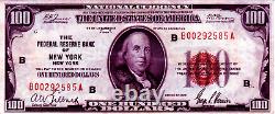 1929 100 $ Sceau Brun Banque De Réserve Fédérale Note De La Monnaie Nationale De New York