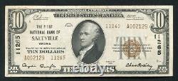 1929 $10tyii Première Banque Nationale De Saltville, Va Monnaie Nationale Ch. #11265