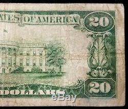 1929 20,00 $ Monnaie Nationale, Empire Banque Nationale De Clarksburg, Virginie-occidentale