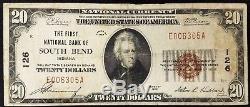 1929 20,00 $ Monnaie Nationale, La Première Banque Nationale De South Bend, Indiana