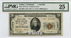 1929 20 $ Banque Nationale De Devises De L'association Nationale De Suisun, Californie Pmg Vf 25