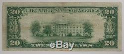 1929 20 $ Banque Nationale Note Devise Dallas Texas Choix Vf Very Fine (725a)