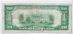 1929 $ 20 Dallas Tx Texas Federal Reserve Bank Note Brown Monnaie Nationale Key