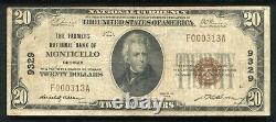1929 $20 Farmers National Bank Of Monticello, Ga Monnaie Nationale Ch. N° 9329