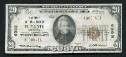 1929 20 $ La Première Banque Nationale D’el Monte, Ca National Currency Ch. #6993