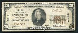 1929 20 $ La Première Banque Nationale De Barnesboro, Pa Monnaie Nationale Ch. #5818