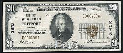 1929 20 $ La Première Banque Nationale De Freeport, IL Monnaie Nationale Ch. # 2875