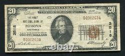 1929 20 $ La Première Banque Nationale De Pomona, Ca Monnaie Nationale Ch. #3518