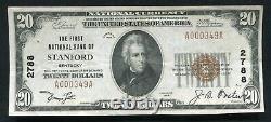 1929 20 $ La Première Banque Nationale De Stanford, Ky Monnaie Nationale Ch. #2788 Xf+