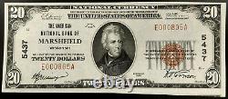 1929 20 $ Monnaie Nationale, La Banque Nationale Américaine De Marshfield, Wi! Aiguë