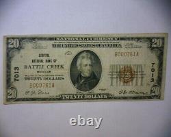 1929 20 $ National Currency Note De Banque Low 3 Digit Serial # Battle Creek Mich