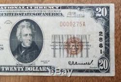 1929 20 $ Première Note De La Monnaie Nationale Du Missouri De La Banque Nationale Du Mexique
