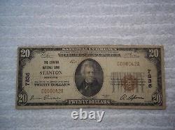 1929 20 $ Stanton Nebraska Ne Monnaie Nationale T1 # 7836 Stanton Banque Nationale #