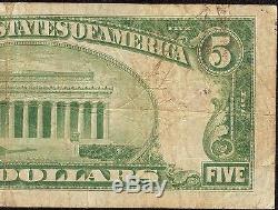 1929 $ 5 Dollar Honolulu Hawaii Bishop National Bank Note Monnaie Billets