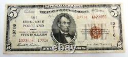 1929 $ 5 First National Bank Portland Maine Papier Monnaie Nationale Remarque Argent