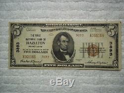 1929 $ 5 Hazleton Pennsylvania Pa Monnaie Nationale T2 # 3893 1er Natl Bank Of