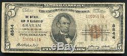 1929 $ 5 La Banque Nationale D'alamace De Graham, Nc National Currency Ch. # 8844