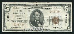 1929 5 $ La First National Bank Of Crewe, Va Monnaie Nationale Ch. # 9455 Vf