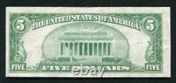 1929 5 $ La First National Bank Of Crewe, Va Monnaie Nationale Ch. # 9455 Vf