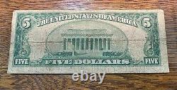 1929 $5 Monnaie Nationale Banque De Clarksburg, Wv T. 1 Très Faible Numéro De Série Chn