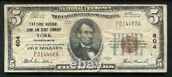 1929 $5 The York National Bank & Trust Co. York, Pa Monnaie Nationale Ch. #604
